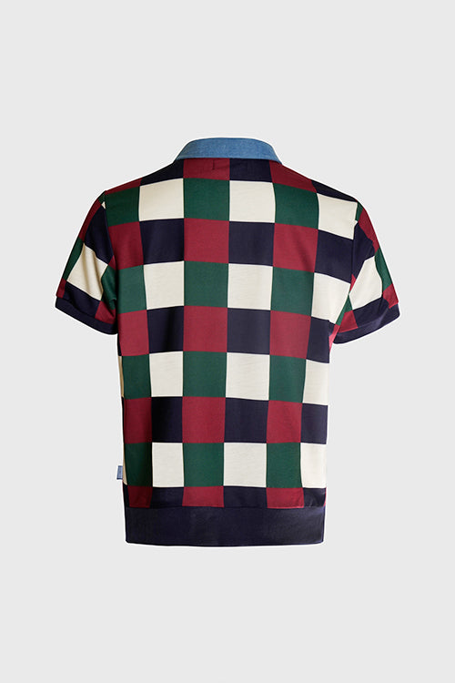 The Hideout Clothing - Denim Collar Checkered Polo