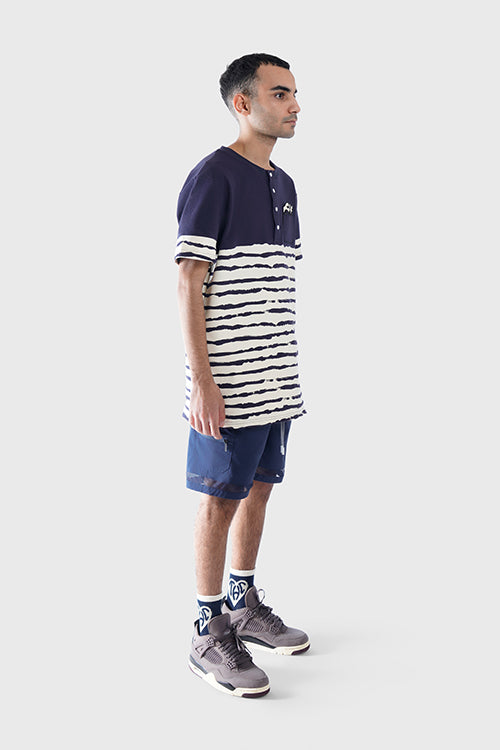 The Hideout Clothing - Striped Waves Henley Pocket Tee