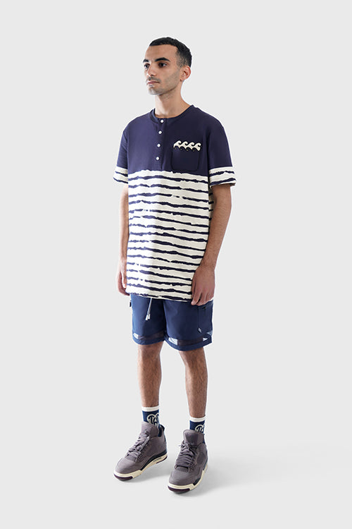 The Hideout Clothing - Striped Waves Henley Pocket Tee