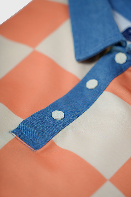 The Hideout Clothing - Denim Collar Checkered Polo