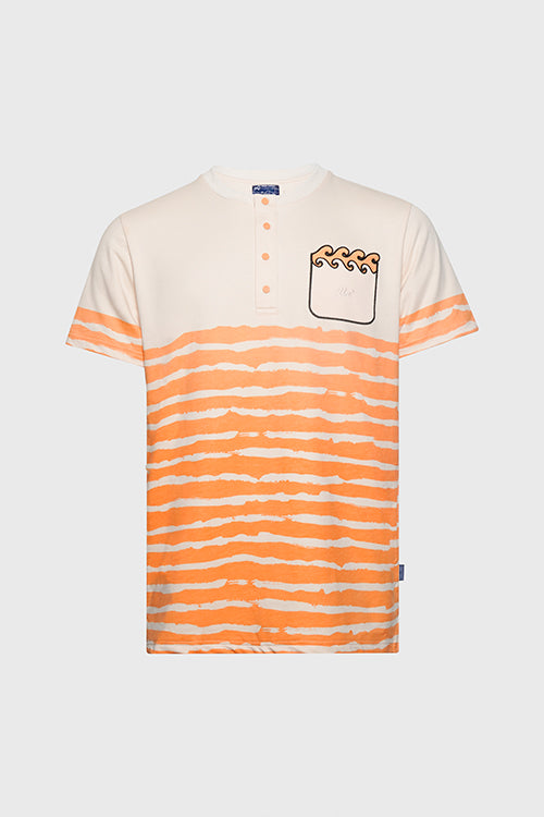 The Hideout Clothing - Striped Waves Henley Pocket Tee