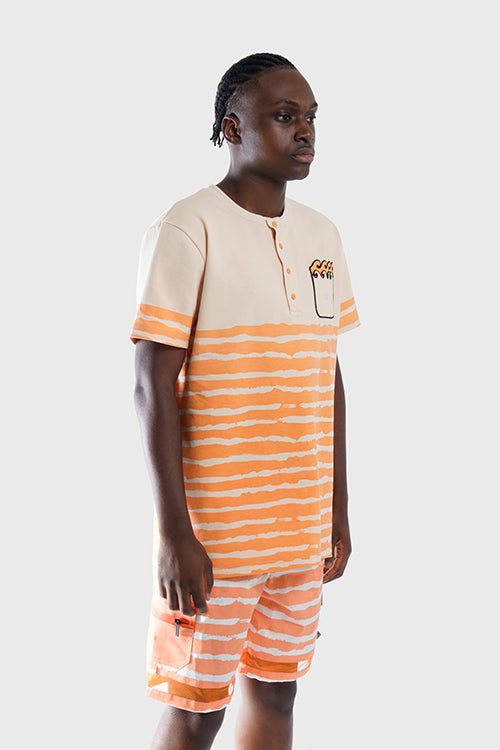 The Hideout Clothing - Striped Waves Henley Pocket Tee