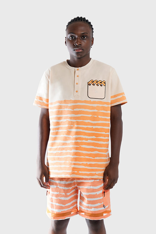 The Hideout Clothing - Striped Waves Henley Pocket Tee