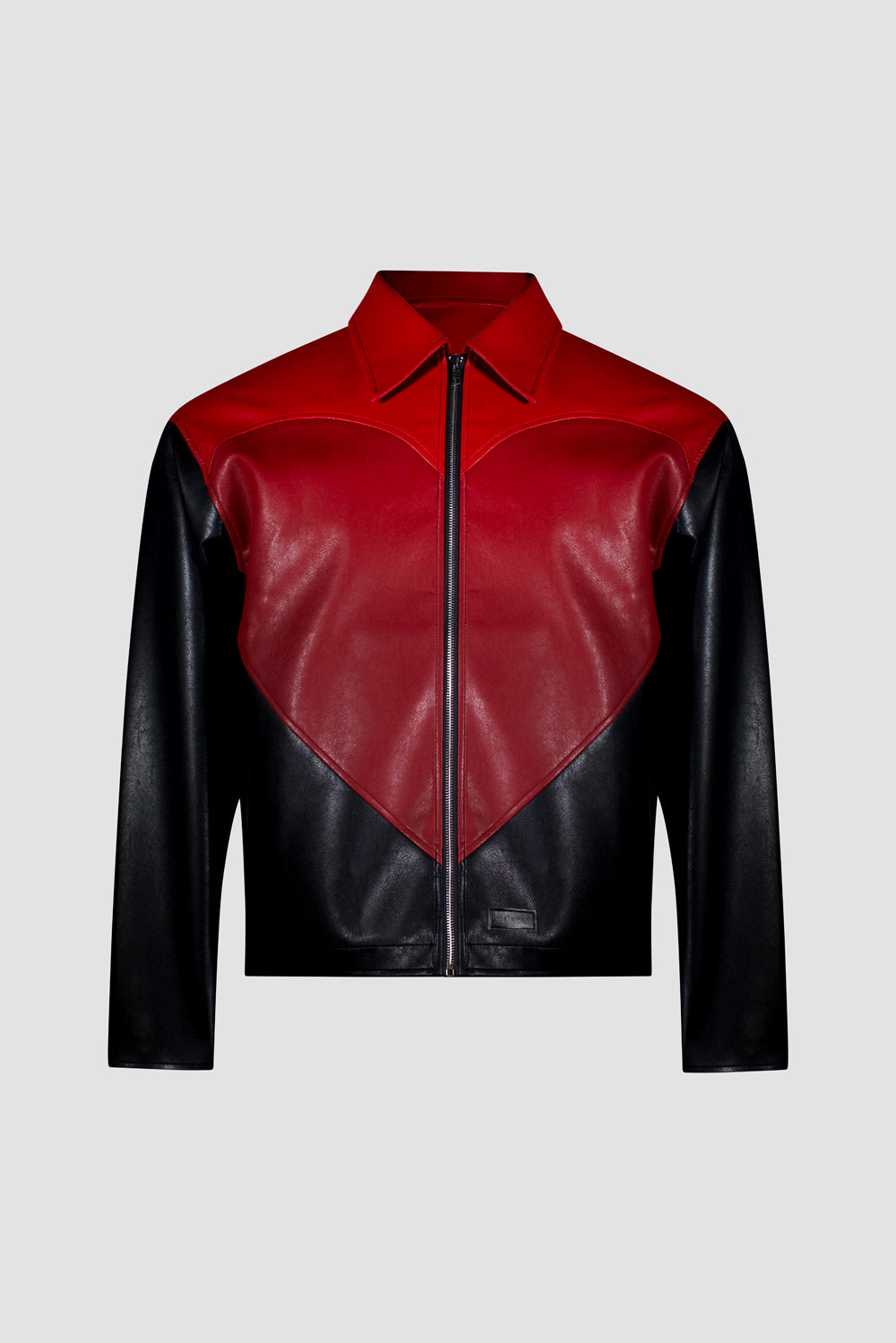 Panel Heart Vegan Leather Jacket