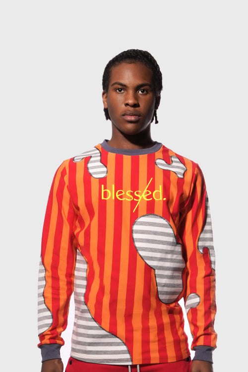 YK Blessed Patchwork Long Sleeve Tee - The Hideout Clothing