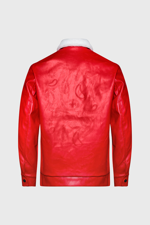 The Hideout Clothing - Zip up Waxed Leather Big Paisley Blouson Jacket