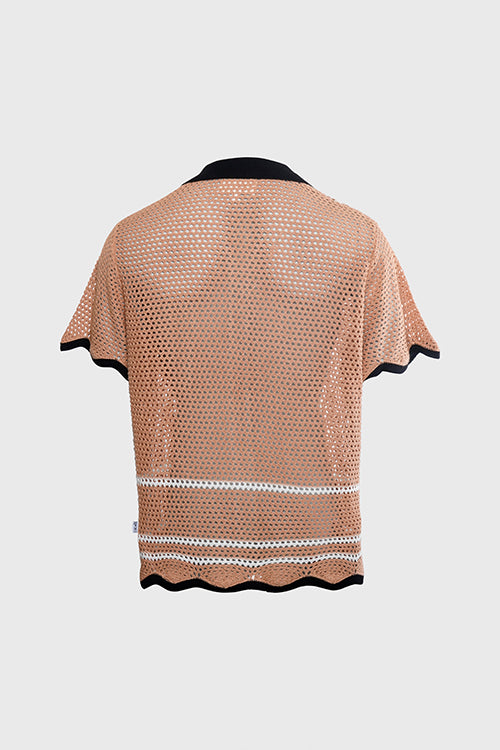 The Hideout Clothing - Racket Club Crochet Knit Short-Sleeve Button-Up Shirt