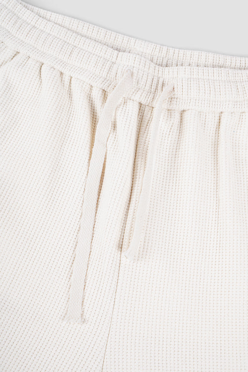 Waffle Knit Shorts Cream White