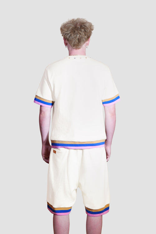 Waffle Knit Shorts Cream White