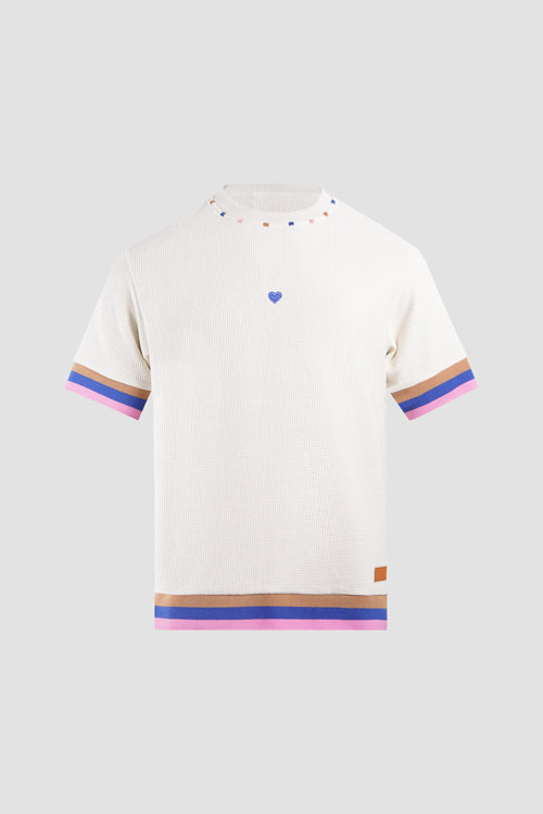 Waffle Knit Tee Cream White