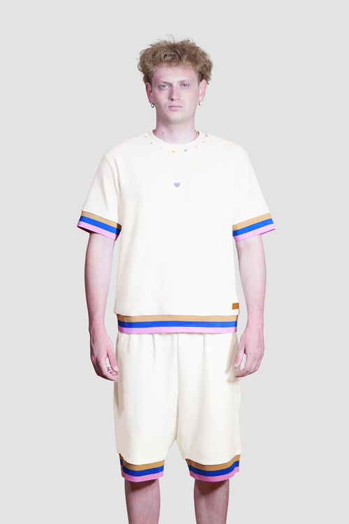 Waffle Knit Tee Cream White