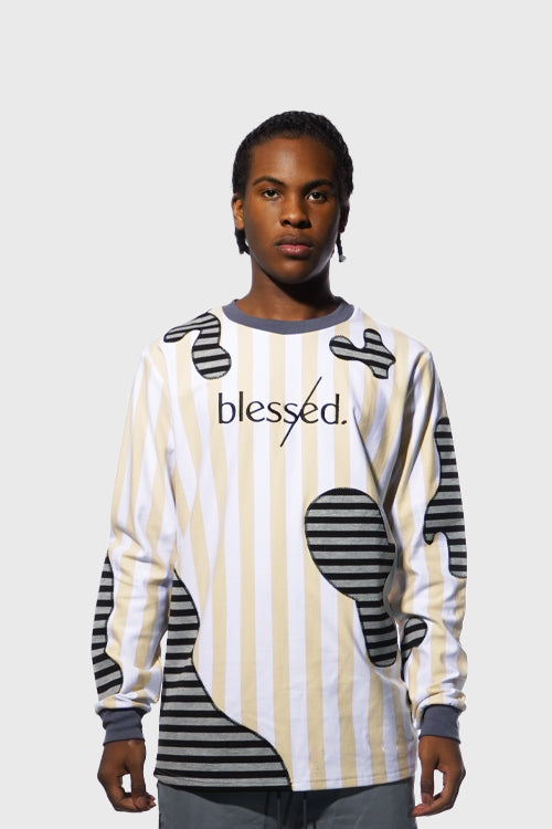 YK Blessed Patchwork Long Sleeve Tee - The Hideout Clothing