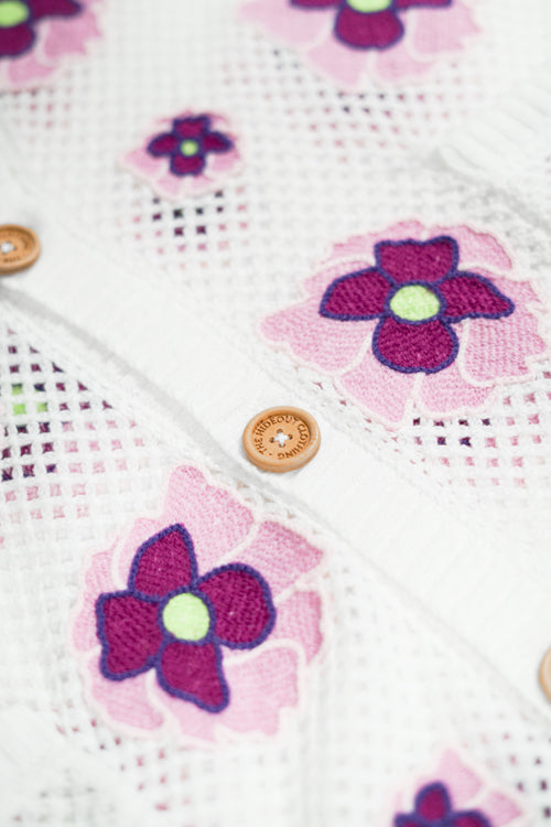 The Hideout Clothing - Opium Poppy Flower Crochet Sleeveless Cardigan