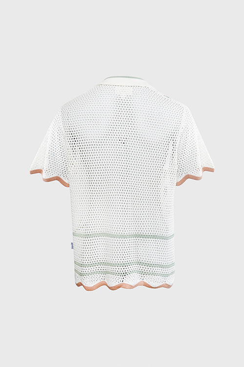 The Hideout Clothing - Racket Club Crochet Knit Short-Sleeve Button-Up Shirt