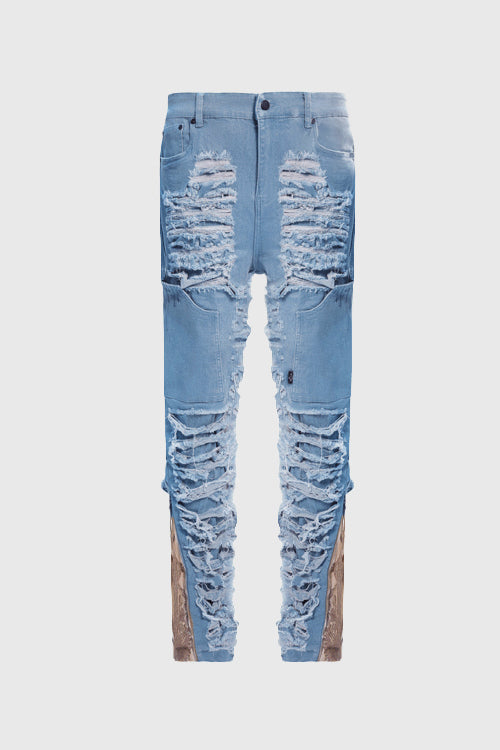 Dawn Damaged Flared Stacked Jeans - The Hideout Clothing