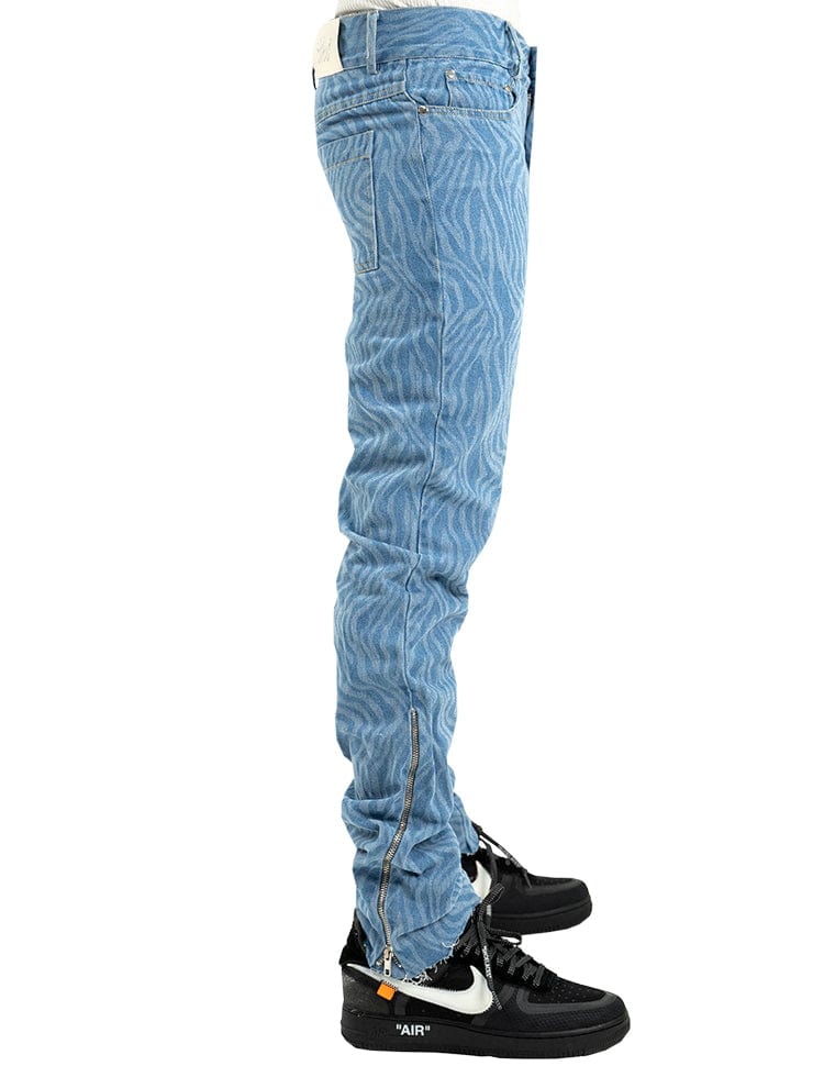 Waves Pattern Denim Jeans - The Hideout Clothing